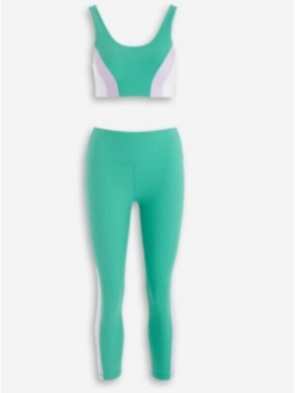 Wilo Two-Piece Sportswear Set - Teal & White Colorblock Matching Bra + Leggings - Picture 3 of 6